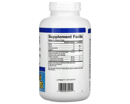 Natural Factors, Rx Omega-3, 630 мг, 240 желатиновых капсул Enteripure Natural Factors, Rx Omega-3, 630 мг, 240 желатиновых капсул Enteripure