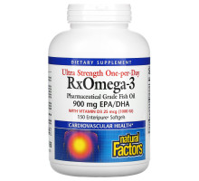 Natural Factors, Ultra Strength, ферменты Р икс Омега-3, с 1000 МЕ витамина D3, 150 мягких желатиновых капсул