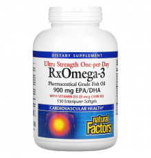 Natural Factors, Ultra Strength, ферменты Р икс Омега-3, с 1000 МЕ витамина D3, 150 мягких желатиновых капсул