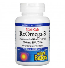 Natural Factors, RxOmega-3 Mini-Gels, 500 mg, 60 Enteripure Softgels