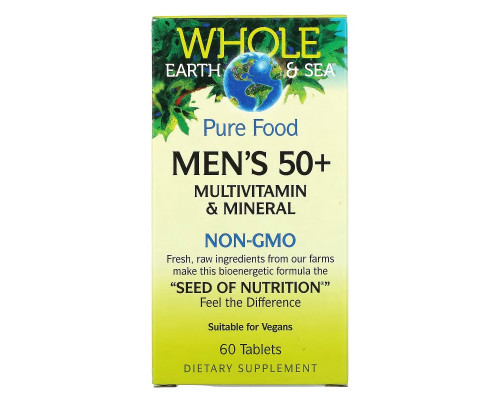 Natural Factors, Whole Earth & Sea, мультивитаминный и минеральный комплекс для мужчин старше 50 лет, 60 таблеток Natural Factors, Whole Earth & Sea, мультивитаминный и минеральный комплекс для мужчин старше 50 лет, 60 таблеток