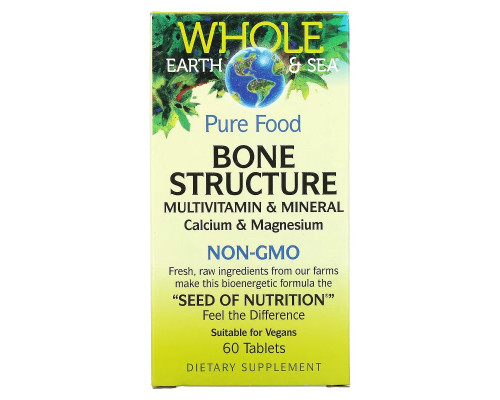Natural Factors, Whole Earth & Sea, Bone Structure Multivitamin & Mineral, Calcium & Magnesium, 60 Tablets Natural Factors, Whole Earth & Sea, Bone Structure Multivitamin & Mineral, Calcium & Magnesium, 60 Tablets