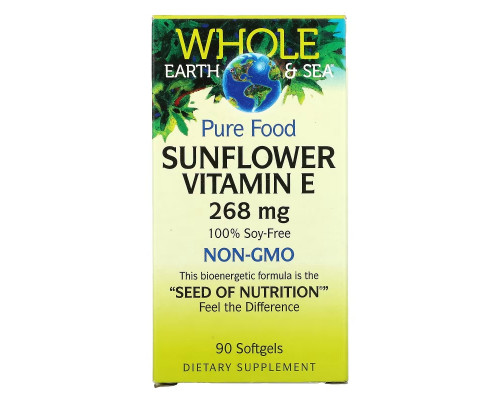 Natural Factors, Whole Earth & Sea, Sunflower Vitamin E, 268 mg, 90 Softgels Natural Factors, Whole Earth & Sea, Sunflower Vitamin E, 268 mg, 90 Softgels