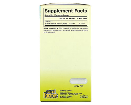 Natural Factors, Whole Earth & Sea, Vegan Bioenhanced Vitamin D3, 5,000 IU, 60 Vegetarian Capsules Natural Factors, Whole Earth & Sea, Vegan Bioenhanced Vitamin D3, 5,000 IU, 60 Vegetarian Capsules