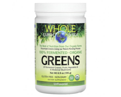 Зелень и зеленые овощи Whole Earth & Sea, Greens, Unflavored, 6.9 oz (195 g) Зелень и зеленые овощи Whole Earth & Sea, Greens, Unflavored, 6.9 oz (195 g)