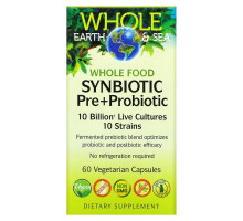 Natural Factors, Whole Earth & Sea, Whole Food Synbiotic Pre+Probiotic, 10 Billion, 60 Vegetarian Capsules