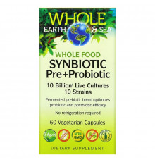 Natural Factors, Whole Earth & Sea, Whole Food Synbiotic Pre+Probiotic, 10 Billion, 60 Vegetarian Capsules