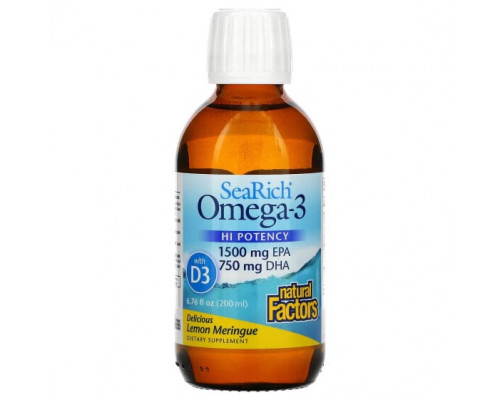 Рыбий жир и Омега 3, 6, 9 Natural Factors, SeaRich, Омега-3, лимонная меренга, 6,76 жидк. унц. (200 мл) Рыбий жир и Омега 3, 6, 9 Natural Factors, SeaRich, Омега-3, лимонная меренга, 6,76 жидк. унц. (200 мл)