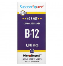 Superior Source, MicroLingual, цианокобаламин B12 1000 мкг, 100 таблеток