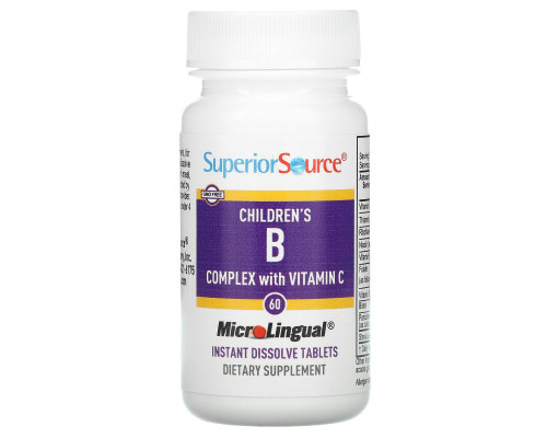 Superior Source, Children's B Complex with Vitamin C, 60 MicroLingual Instant Dissolve Tablets Superior Source, Children's B Complex with Vitamin C, 60 MicroLingual Instant Dissolve Tablets