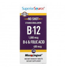 Superior Source, Cyanocobalamin B-12, 1,000 mcg, 100 MicroLingual Instant Dissolve Tablets