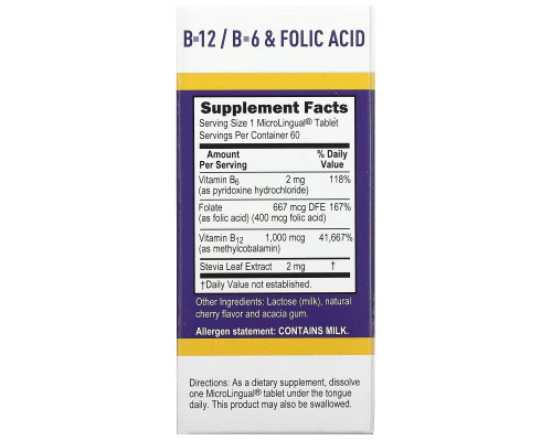 Superior Source, Methylcobalamin B-12, B-6 & Folic Acid, 1,000 mcg, 60 MicroLingual Instant Dissolve Tablets Superior Source, Methylcobalamin B-12, B-6 & Folic Acid, 1,000 mcg, 60 MicroLingual Instant Dissolve Tablets