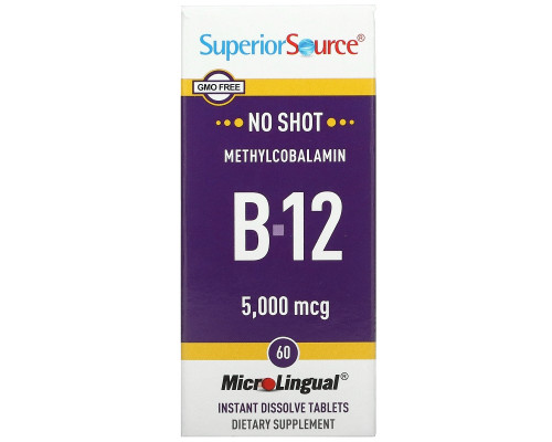 Superior Source, Метилкобаламин B12, 5000 мкг, 60 микролингвальных таблеток Superior Source, Метилкобаламин B12, 5000 мкг, 60 микролингвальных таблеток