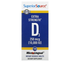 Superior Source, D3, дополнительная силы, микролингвальный, 10 000 МЕ, 100 таблеток