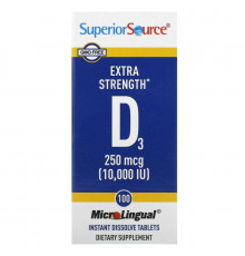 Superior Source, D3, дополнительная силы, микролингвальный, 10 000 МЕ, 100 таблеток