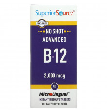 Superior Source, Улучшенный B-12, 2,000 мкг, 60 микролигвальных быстрорастворимых таблеток
