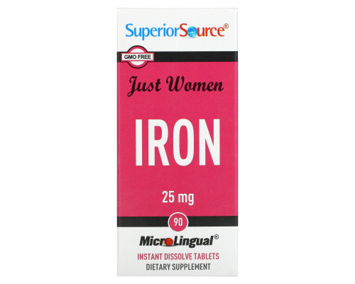 Superior Source, Just Women, железо, 25 мг, 90 микролингвальных быстрорастворимых таблеток Superior Source, Just Women, железо, 25 мг, 90 микролингвальных быстрорастворимых таблеток