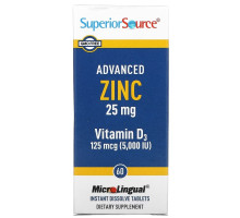 Superior Source, Advanced Zinc, витамин D3, 60 быстрорастворимых таблеток MicroLingual