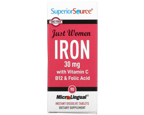 Superior Source, Just Women, железо с витамином C, B12 и фолиевой кислотой, 15 мг, 90 быстрорастворимых таблеток MicroLingual (Товар снят с продажи) Superior Source, Just Women, железо с витамином C, B12 и фолиевой кислотой, 15 мг, 90 быстрорастворимых таблеток MicroLingual (Товар снят с продажи)