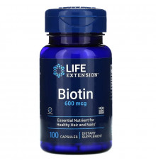 Life Extension, Биотин, 600 мкг, 100 Капсул