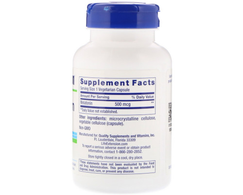 Life Extension Melatonin 500 mcg 200 Veggie Caps Life Extension Melatonin 500 mcg 200 Veggie Caps