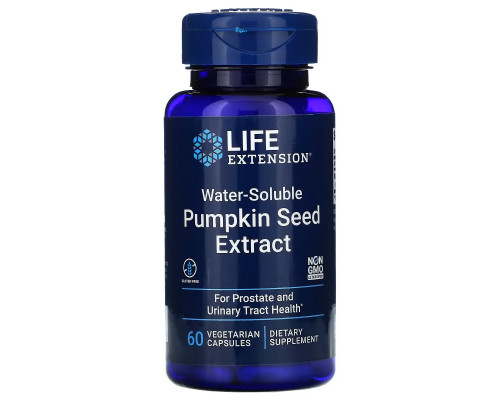 Life Extension, Растворимый в Воде Экстракт Тыквенных Семян, 60 Вегетарианских Капсул Life Extension, Растворимый в Воде Экстракт Тыквенных Семян, 60 Вегетарианских Капсул