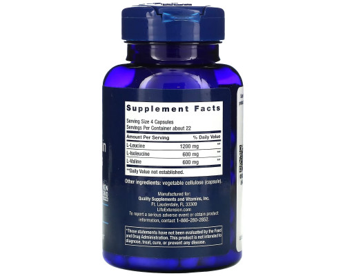 Life Extension, Аминокислоты с разветвлённой цепью, 90 капсул Life Extension, Аминокислоты с разветвлённой цепью, 90 капсул