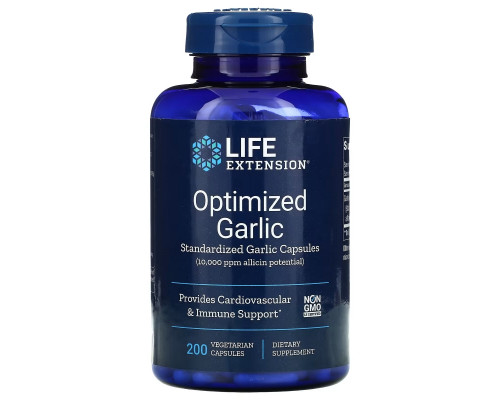 Life Extension, Optimized Garlic, Standardized Garlic Capsules, 200 Vegetarian Capsules Life Extension, Optimized Garlic, Standardized Garlic Capsules, 200 Vegetarian Capsules