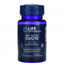 Life Extension, Супер убихинол CoQ10 с улучшенной поддержкой митохондрий, 50 мг, 100 мягких гелевых капсул