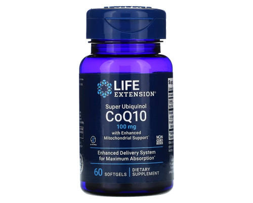 Life Extension, Super Ubiquinol CoQ10 with Enhanced Mitochondrial Support, 100 mg, 60 Softgels Life Extension, Super Ubiquinol CoQ10 with Enhanced Mitochondrial Support, 100 mg, 60 Softgels
