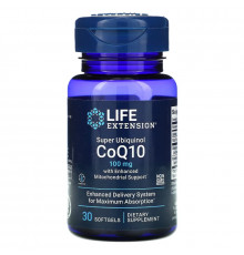 Life Extension, Super Ubiquinol CoQ10 для поддержки митохондрий, 100 мг, 30 мягких таблеток