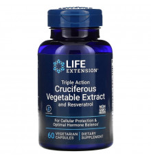 Life Extension, Triple Action Cruciferous Vegetable Extract with Resveratrol, 60 Vegetarian Capsules