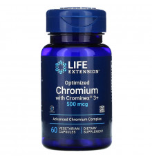 Life Extension Оптимизированный хром с добавкой Crominex 3+ 500 мкг 60 капсул на растительной основе