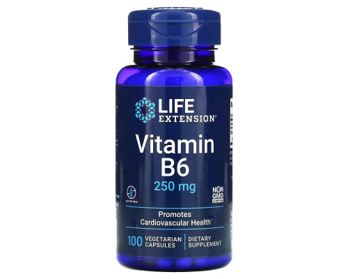 Life Extension Витамин B6 250 мг 100 растительных капсул Life Extension Витамин B6 250 мг 100 растительных капсул