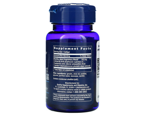 Life Extension Формула здоровых суставов из криля 30 капсул Life Extension Формула здоровых суставов из криля 30 капсул