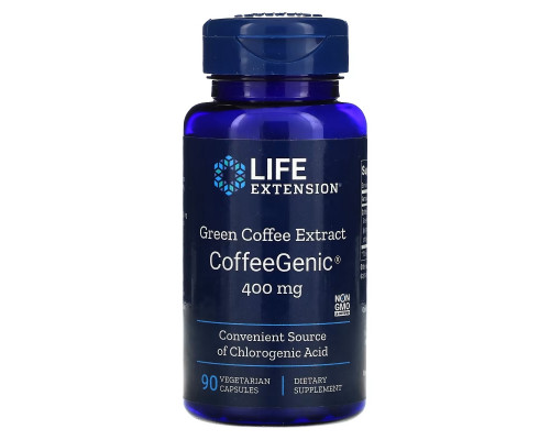 Life Extension, CoffeeGenic, экстракт зеленого кофе 90 овощных капсул Life Extension, CoffeeGenic, экстракт зеленого кофе 90 овощных капсул