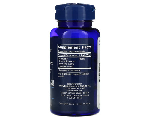 Life Extension, CoffeeGenic, экстракт зеленого кофе 90 овощных капсул Life Extension, CoffeeGenic, экстракт зеленого кофе 90 овощных капсул