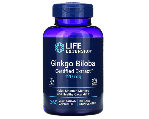 Life Extension Гинкго двулопастный сертифицированный экстракт 120 мг 365 капсул на растительной основе Life Extension Гинкго двулопастный сертифицированный экстракт 120 мг 365 капсул на растительной основе