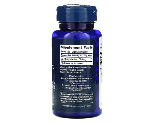 Life Extension, DL Phenyalanine, 500mg, 100 caps Life Extension, DL Phenyalanine, 500mg, 100 caps