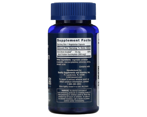 Life Extension Iron Protein Plus железосодержащий белок 300 мг 100 капсул Life Extension Iron Protein Plus железосодержащий белок 300 мг 100 капсул