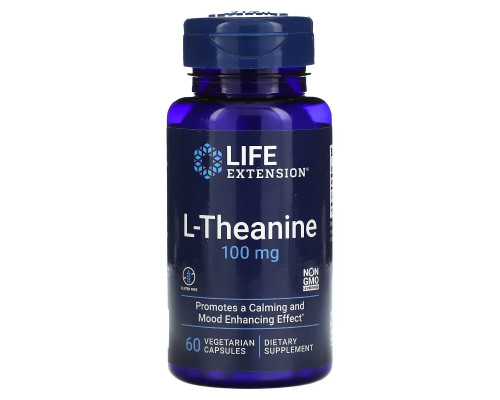 Life Extension, L-теанин, 100 мг, 60 растительных капсул Life Extension, L-теанин, 100 мг, 60 растительных капсул