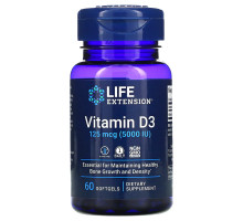 Life Extension, Витамин D3, 5000 МЕ, 60 гелевых капсул
