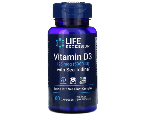 Life Extension Витамин D3 5000 МЕ 60 капсул Life Extension Витамин D3 5000 МЕ 60 капсул