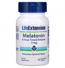 Life Extension Мелатонин постепенного высвобождения – 6 часов 3 мг 60 растительных таблеток