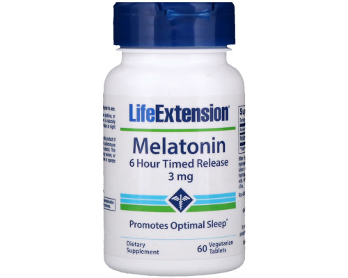 Life Extension Мелатонин постепенного высвобождения – 6 часов 3 мг 60 растительных таблеток Life Extension Мелатонин постепенного высвобождения – 6 часов 3 мг 60 растительных таблеток