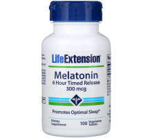 Life Extension Мелатонин 6-часовое высвобождение 300 мкг 100 растительных таблеток
