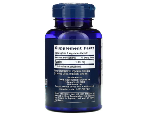 Life Extension, Taurine, 1000 mg, 90 Veggie Caps Life Extension, Taurine, 1000 mg, 90 Veggie Caps