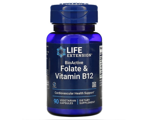 Life Extension, BioActive, Folate & Vitamin B12, 90 Veggie Caps Life Extension, BioActive, Folate & Vitamin B12, 90 Veggie Caps
