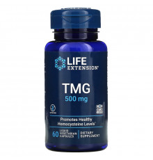 Life Extension, TMG (триметилглицин), 500 мг, 60 вегетарианских капсул с жидким содержимым