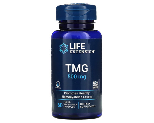 Life Extension, TMG (триметилглицин), 500 мг, 60 вегетарианских капсул с жидким содержимым Life Extension, TMG (триметилглицин), 500 мг, 60 вегетарианских капсул с жидким содержимым